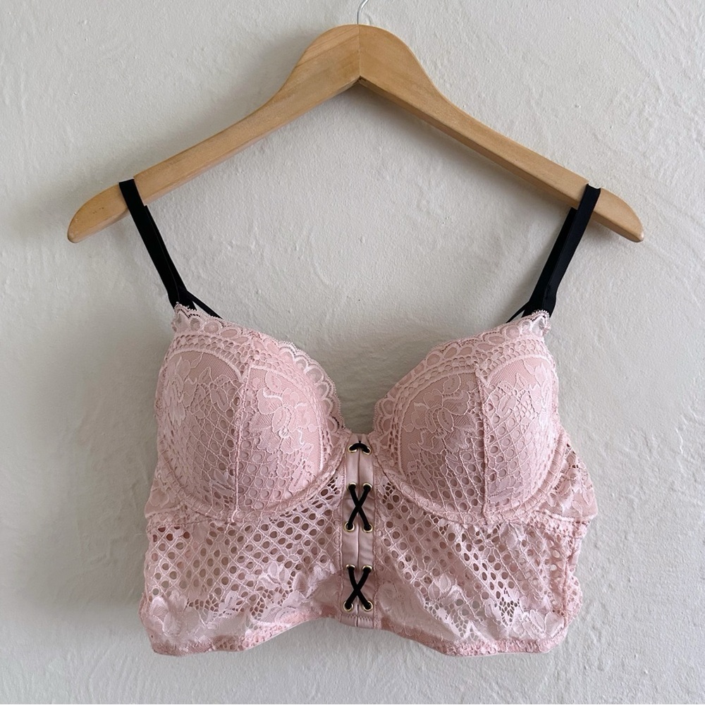 La Senza Pink Lace Corset Bra Top Size L